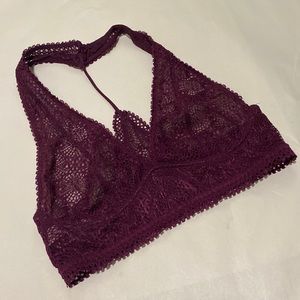 Victoria’s Secret Sheer Lace T Strap Wireless Bralette Purple